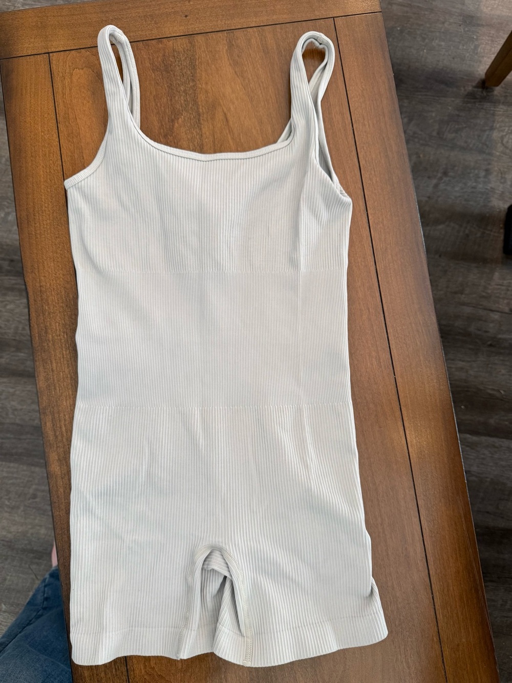 OQQ Ribbed Cream Tank Romper